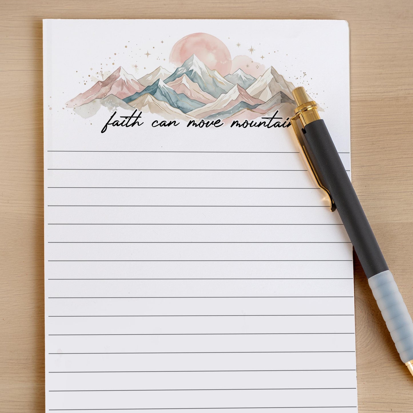 Personalized Notepads – Faith Can Move Mountains Motivational Notepad Gift