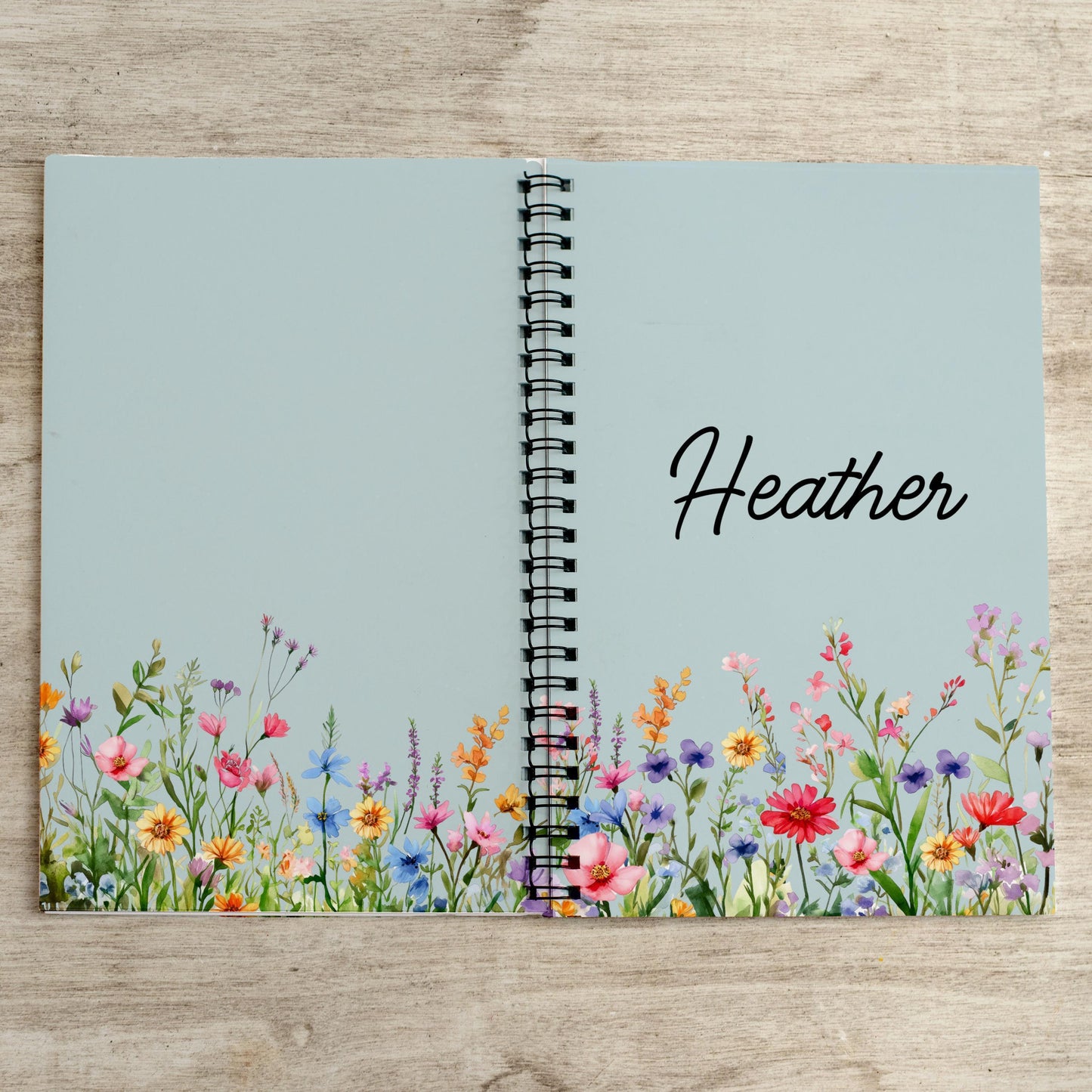 Personalized Spiral Notebook - Custom Wildflower Journal With 100 Pages, Floral Sketchbook Gift