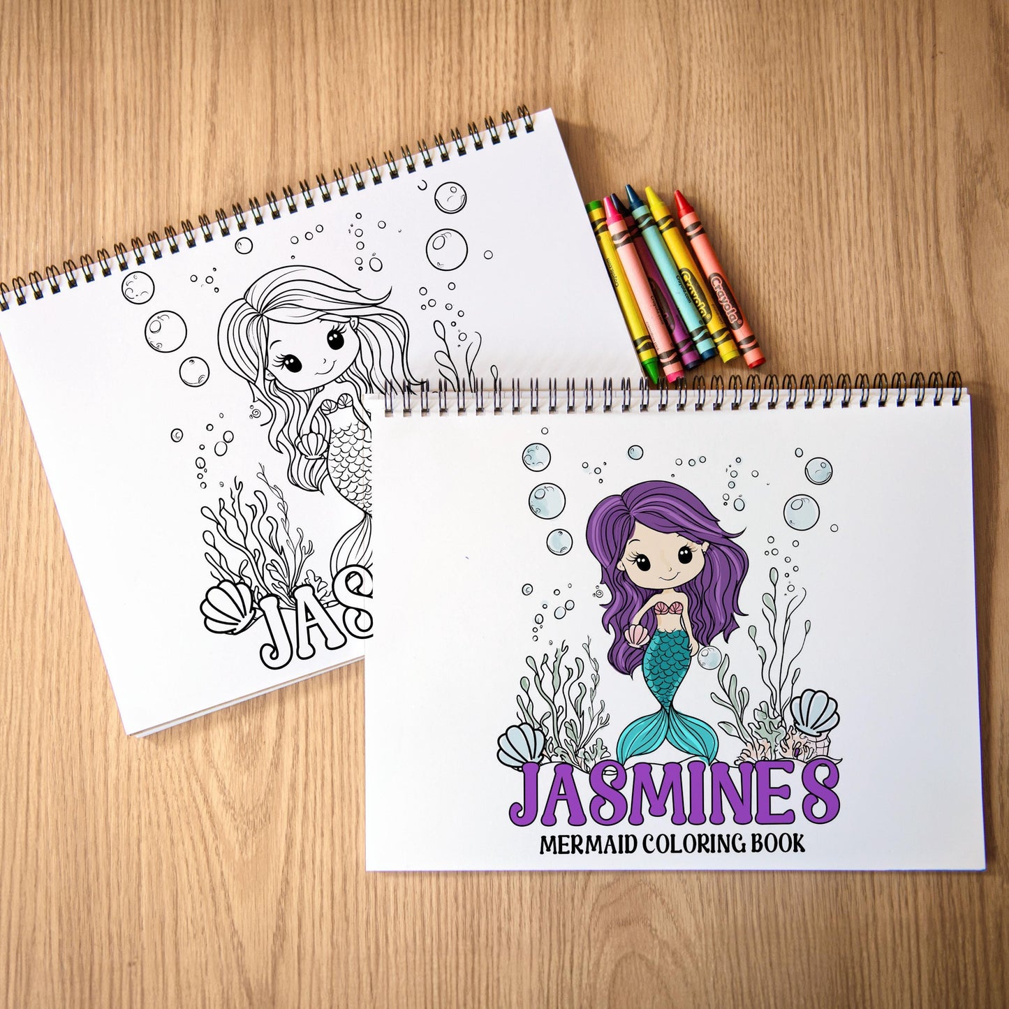 Personalized Mermaid Coloring Book – Custom Kids Coloring Books With Name & Ocean Art