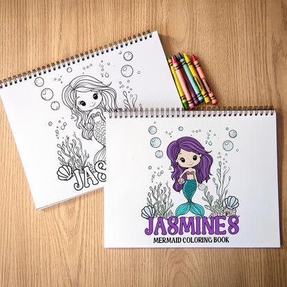 Personalized Mermaid Coloring Book – Custom Kids Coloring Books With Name & Ocean Art
