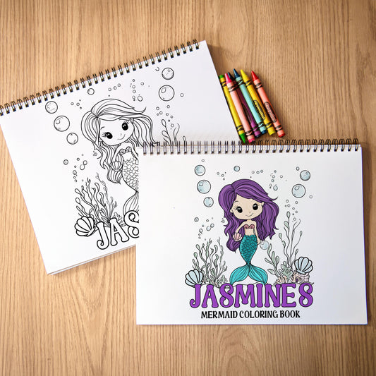 Personalized Mermaid Coloring Book – Custom Kids Coloring Books With Name & Ocean Art