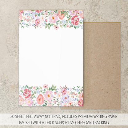 Personalized Stationery Set | Custom Wildflower Writing Paper Envelopes with Feminine Notecards