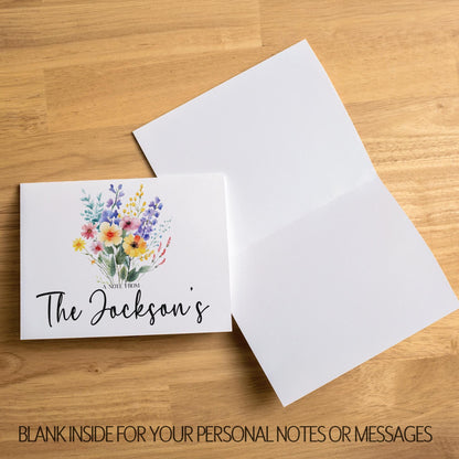 Personalized Note Cards – Custom Name Notecards with Wildflower Floral Folded Greeting Cards