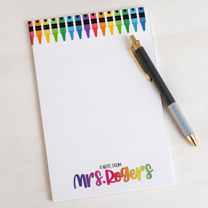 Personalized Teacher Notepad - Custom Name Notes | Rainbow Classroom Gift