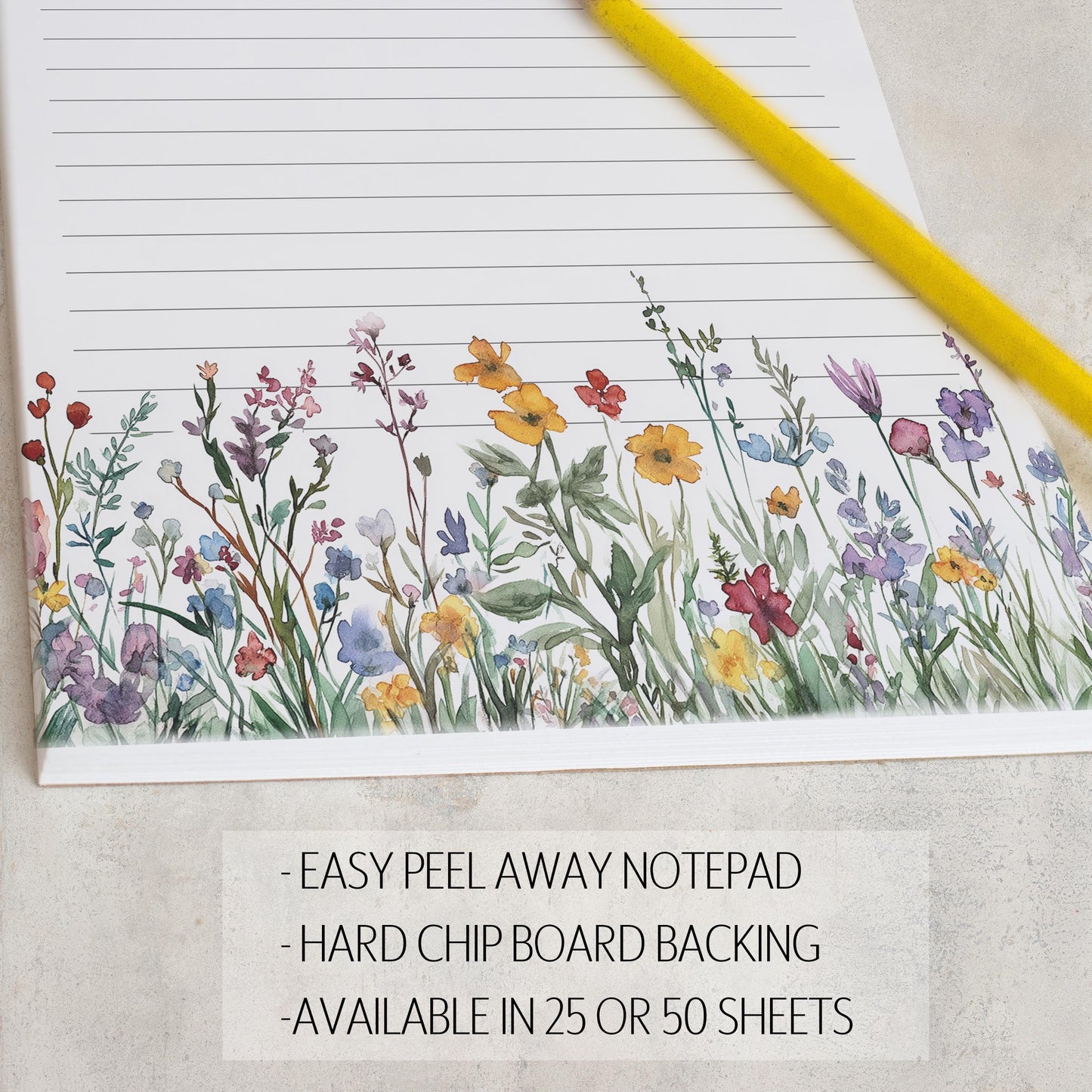 Personalized Notepad - Custom Name Wildflower Note Pad | Garden Flower Notes & Office Desk Accessory