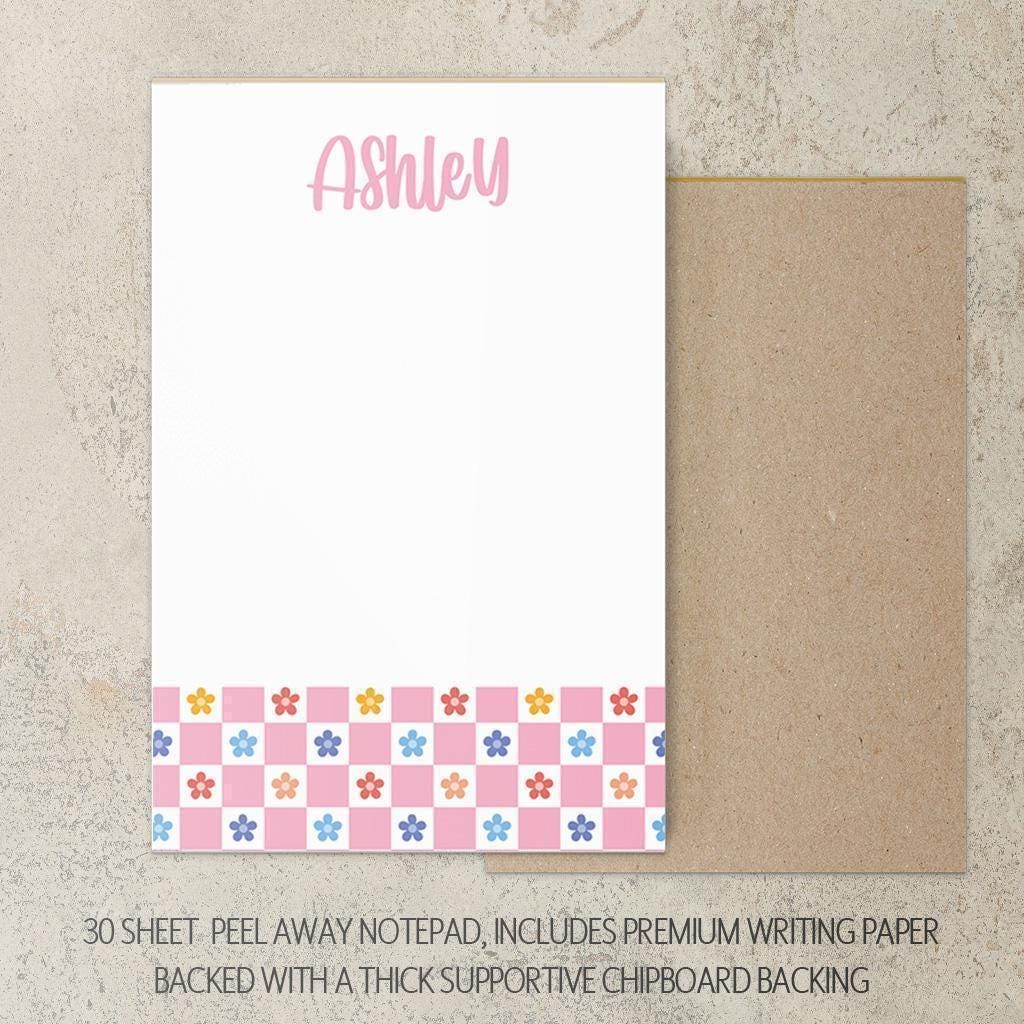 Personalized Stationery Set - Kids Letter Writing Kit with Groovy Flower Notebook & Colorful Pen