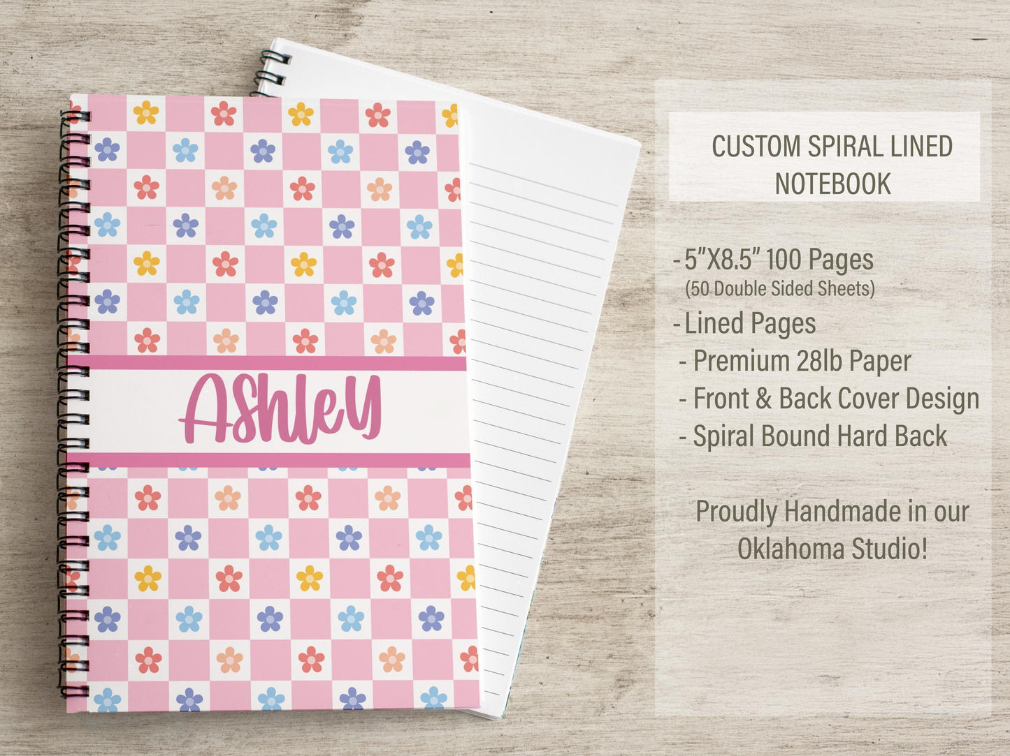Personalized Stationery Set - Kids Letter Writing Kit with Groovy Flower Notebook & Colorful Pen