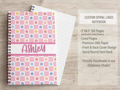 Personalized Stationery Set - Kids Letter Writing Kit with Groovy Flower Notebook & Colorful Pen