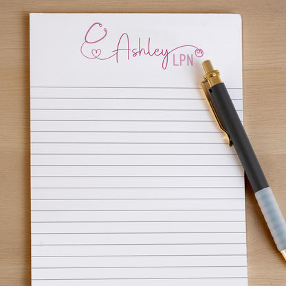 Personalized Nurse Notepad - Custom Name Stationery | RN LPN CNA Notepads Gift