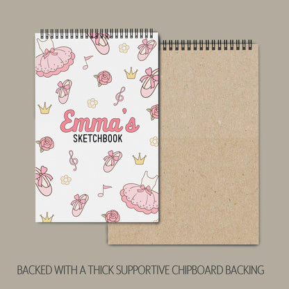 Girls Personalized Sketchbook - Custom Drawing Pad With Name | Spiral Bound Art Book
