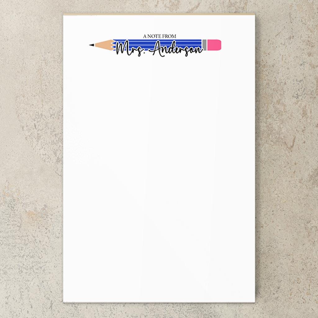 Personalized Teacher Notepad - Custom Name Stationery | Classroom Notepads Gift