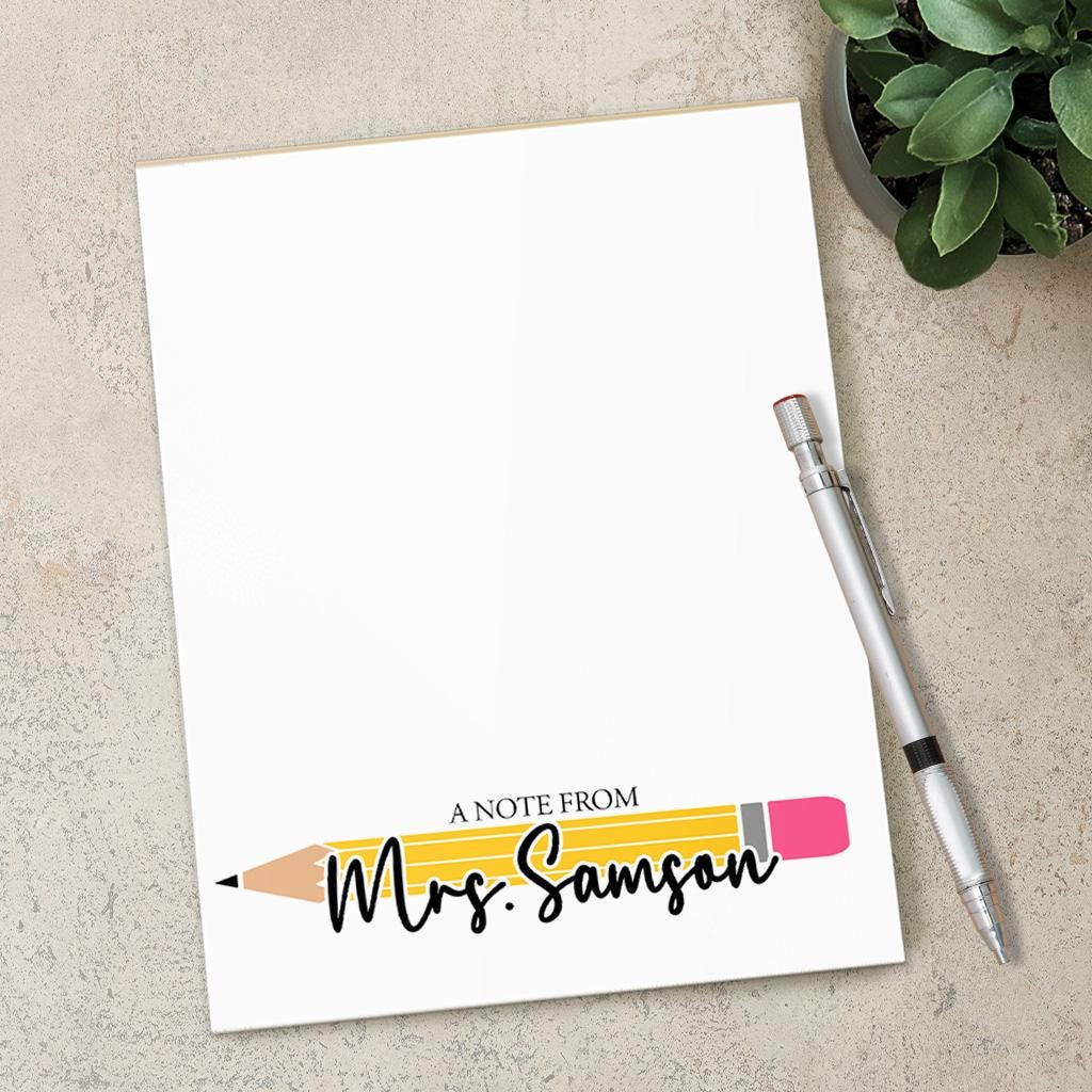 Personalized Teacher Notepad - Custom Name Stationery | Classroom Notepads & Teacher Appreciation Gifts