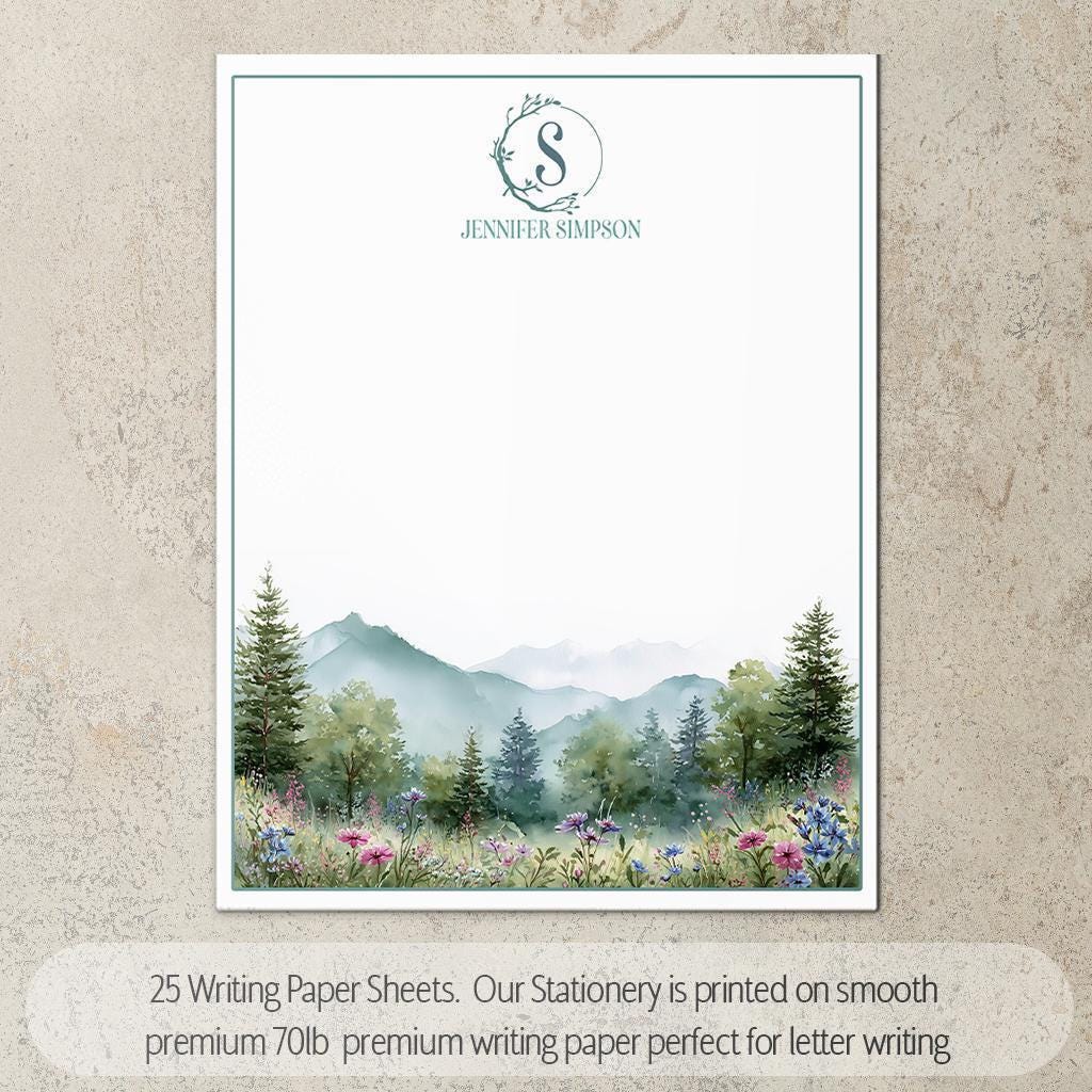 Personalized Stationery Set – Floral Notebook & Envelope Notecard Writing Gift