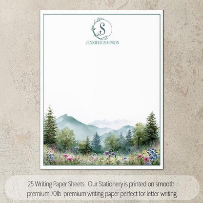 Personalized Stationery Set – Floral Notebook & Envelope Notecard Writing Gift