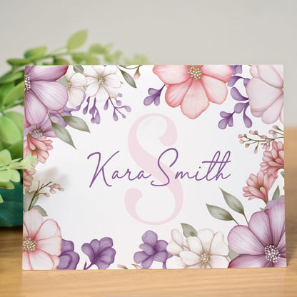 Personalized Note Cards - Custom Folded Notecards with Wildflower Stationery & Matching Envelopes Included