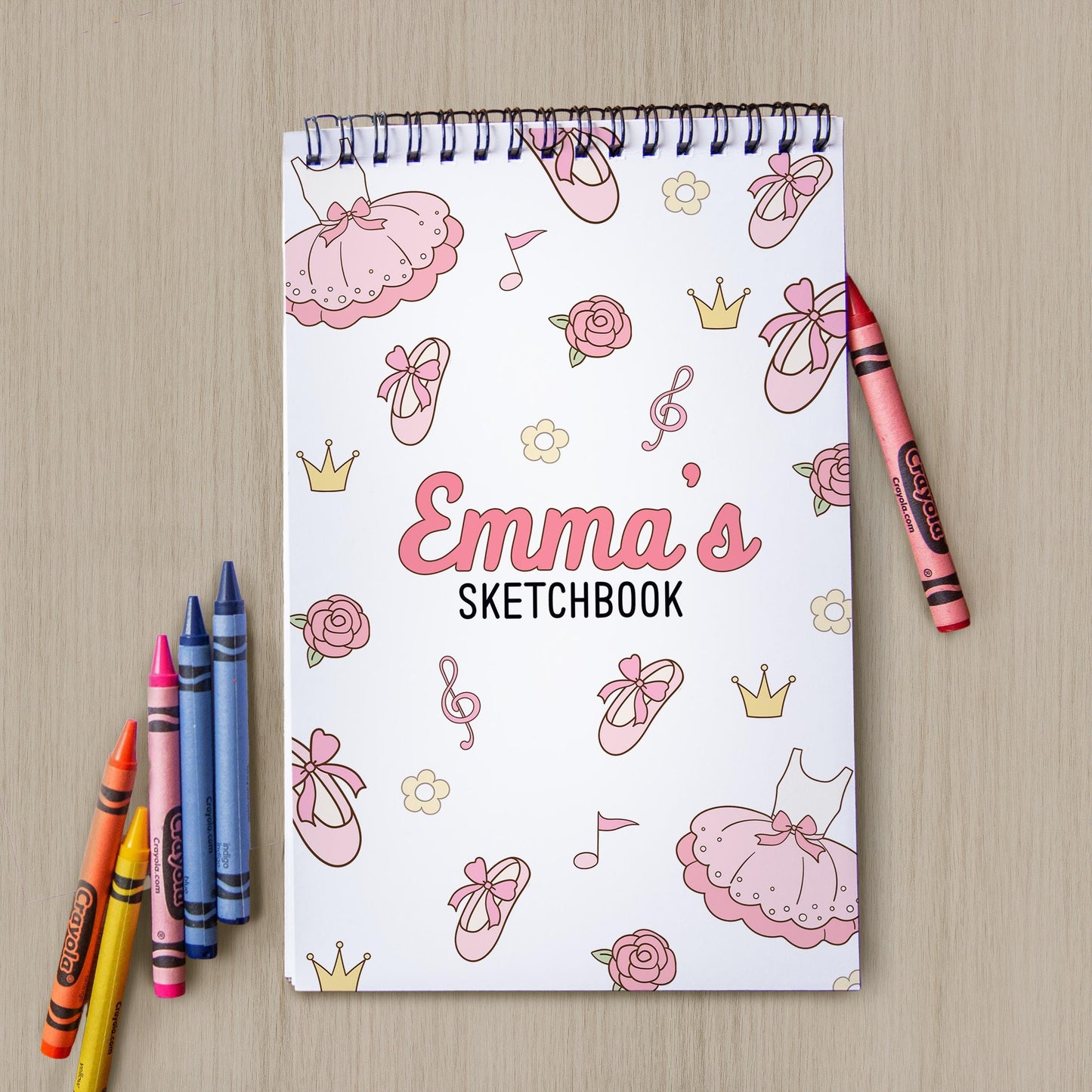 Girls Personalized Sketchbook - Custom Drawing Pad With Name | Spiral Bound Art Book