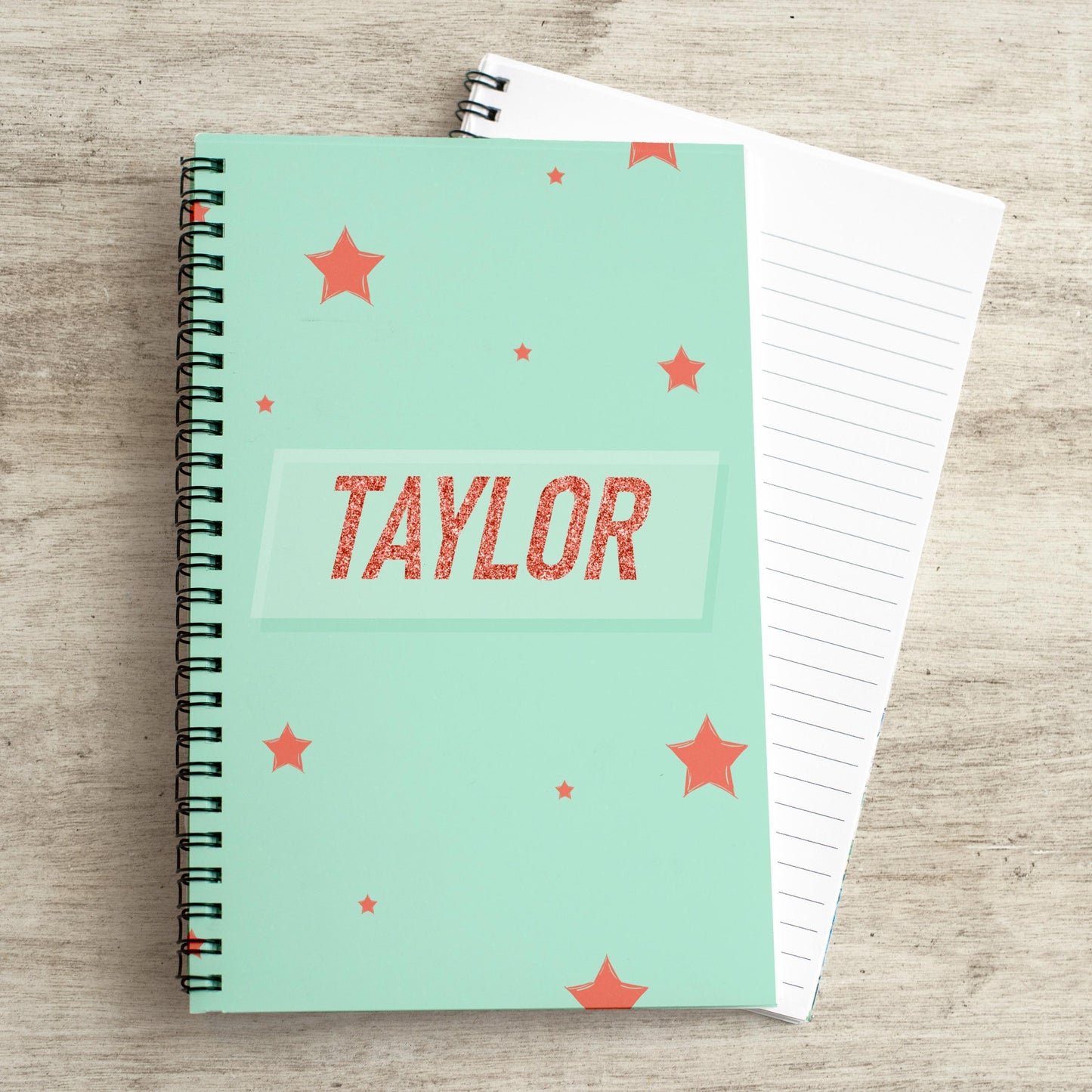 Personalized Girls Notebook - Custom Name Journal With Spiral Bound, Mint & Orange Cover