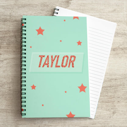 Personalized Girls Notebook - Custom Name Journal With Spiral Bound, Mint & Orange Cover