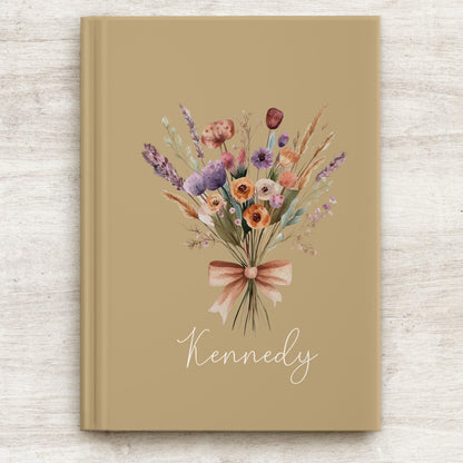 Personalized Hardcover Journal - Boho Floral Notebook | Custom Writing Notebook Gift