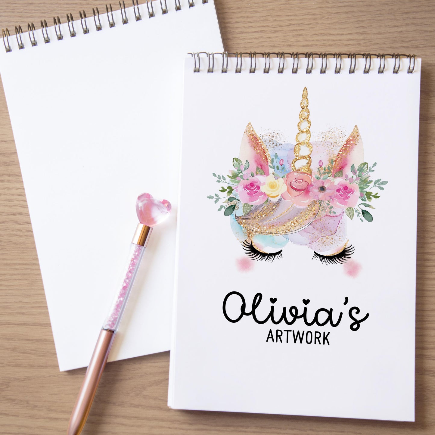 Personalized Kids Sketchbook - Custom Drawing Pad with Name | Unicorn Art Book