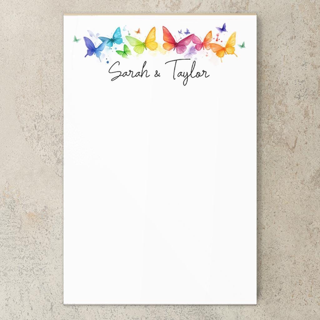 Personalized Notepad - Custom Rainbow Butterfly Notepads | Office Memo Pad Gift