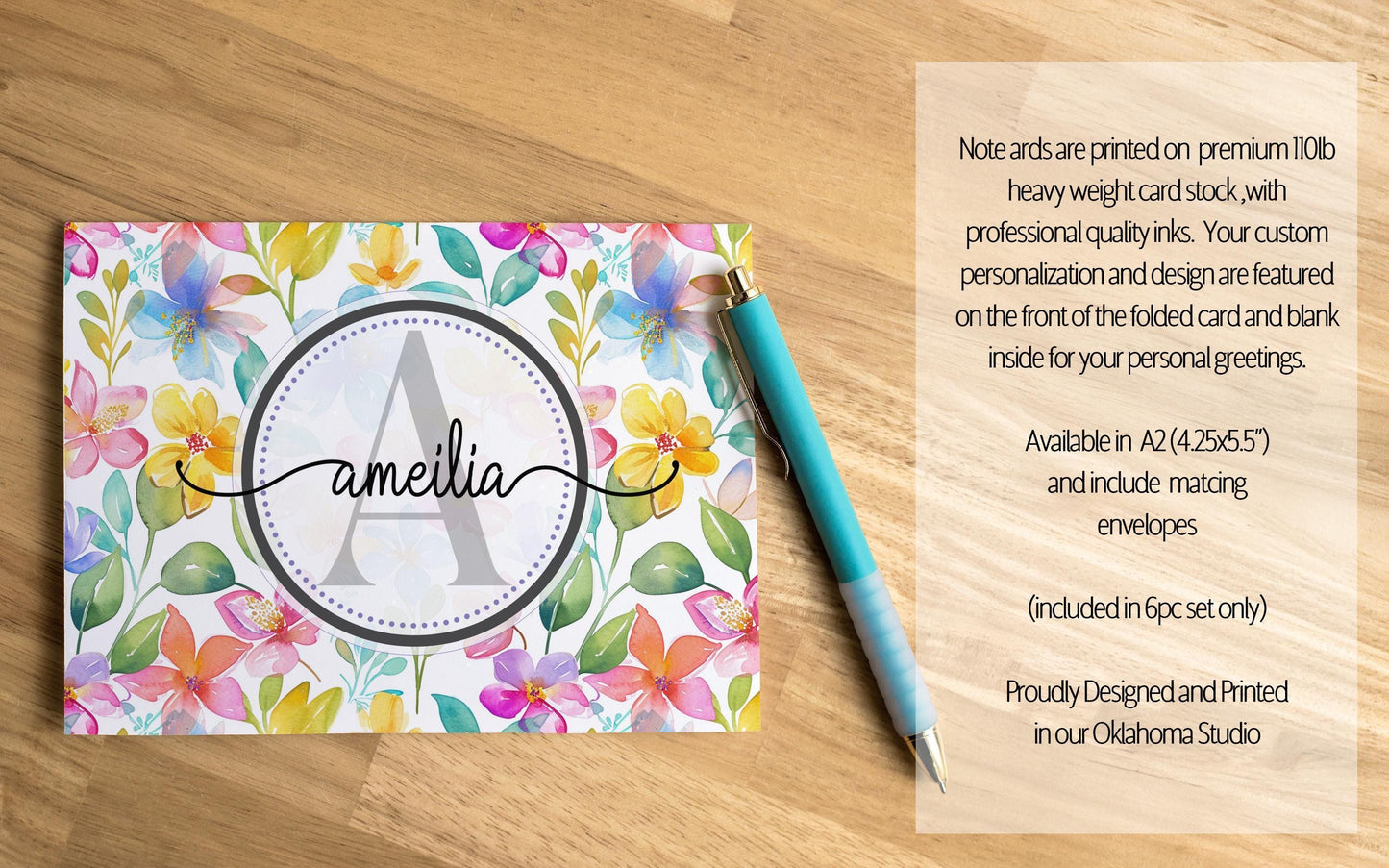 Personalized Stationery Set - Wildflower Letter Writing Sets with Floral Notebook & Pen