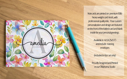 Personalized Stationery Set - Wildflower Letter Writing Sets with Floral Notebook & Pen
