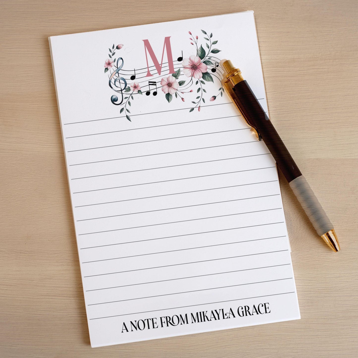 Personalized Music Notepad | Custom Music Stationery for Piano Teacher Gifts