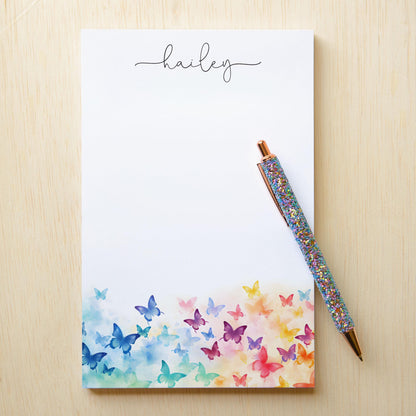Personalized Butterfly Notepad – Custom Name Notepads with Floral Butterfly Notes