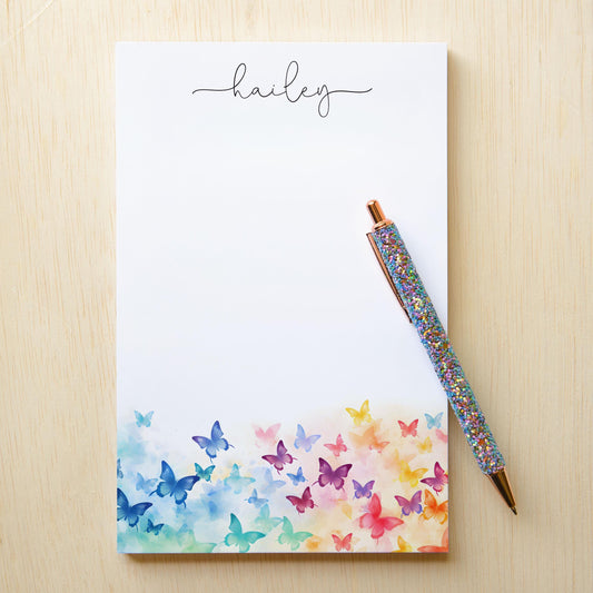 Personalized Butterfly Notepad – Custom Name Notepads with Floral Butterfly Notes