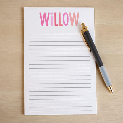 Personalized Colorful Notepads - Custom Name Notepad with Rainbow Design | Teacher Gift Ideas & School Staff Notepad