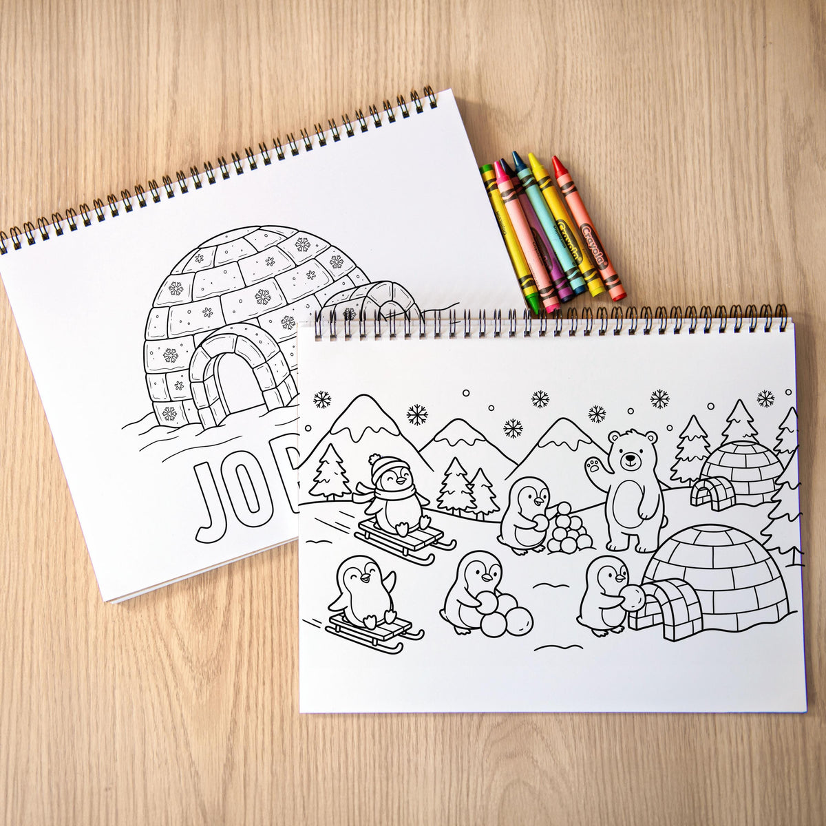 personalized coloring book, Arctic Winter 50-Pg Spiral Kids Gift