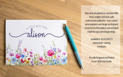 Personalized Stationery Set - Wildflower Letter Writing Set With Envelopes & Notecards