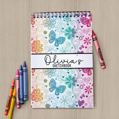 Girls Personalized Sketchbook - Custom Drawing Journal with Name | Kids Art Pad