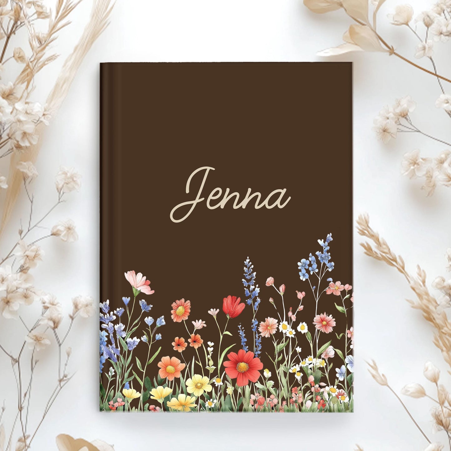 Personalized Journal – Custom Hardcover Journal With Floral Design & Lined Pages