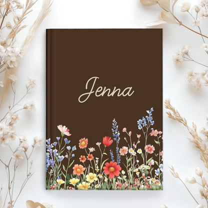 Personalized Journal – Custom Hardcover Journal With Floral Design & Lined Pages