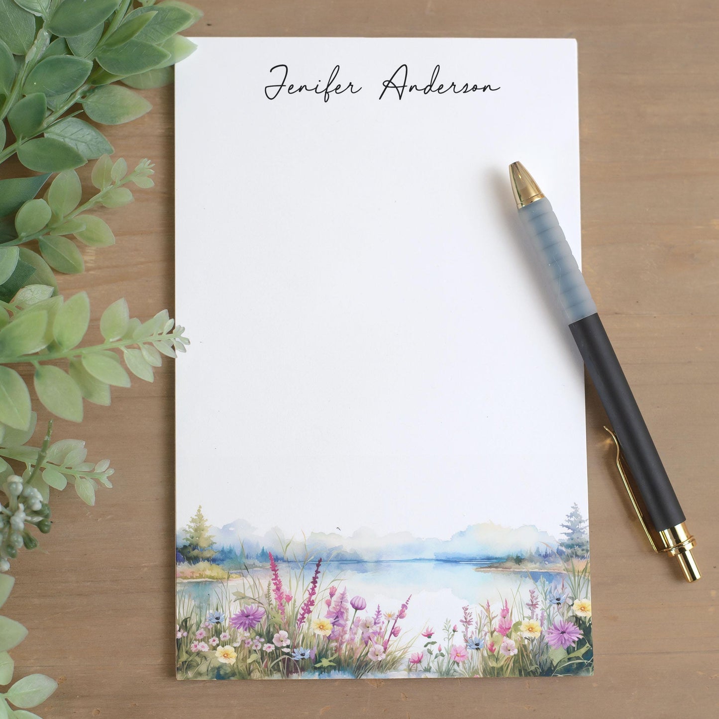 Personalized Notepad – Custom Forest Wildflower Note Pad with Name | Nature Lovers Gift
