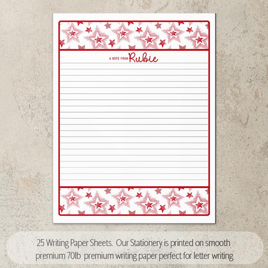 Personalized Stationery Set - Star Letter Paper & Notebook and Pen Gift Kit