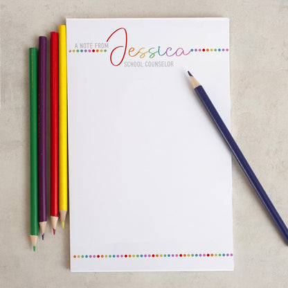 Personalized Notepad – Custom Stationery Rainbow Script Notepad with Professional Title