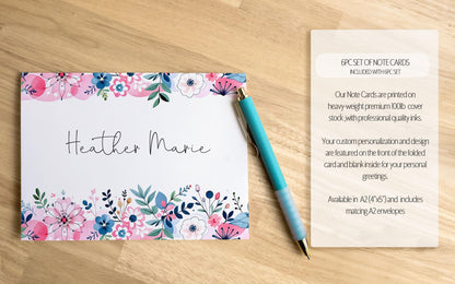 Personalized Stationery Set - Wildflower Print Paper & Colorful Floral Writing Kit