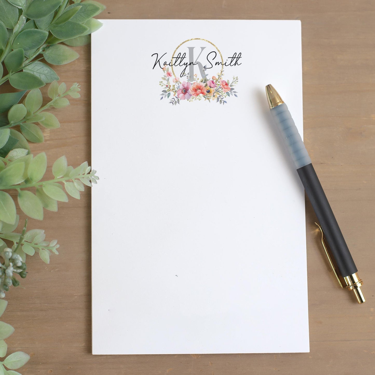Personalized Notepad - Custom Name Notepad With Wildflower Garden Notes | Pretty Stationery Pad
