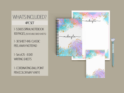 Personalized Stationery Set – Letter Writing Kit with Spiral Notebook & Pen
