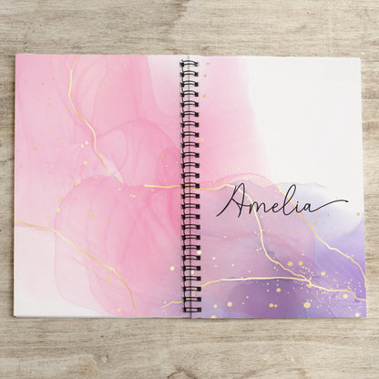 Personalized Pink Notebook - Custom Journal Notebooks with Name | Pretty Marble Notepads