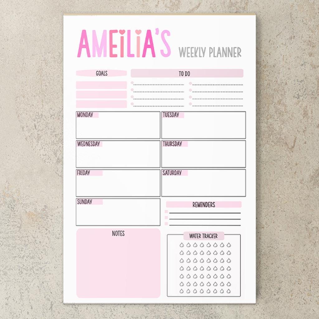 Personalized Weekly Planner - Custom Name Notepad | Calendar To Do List