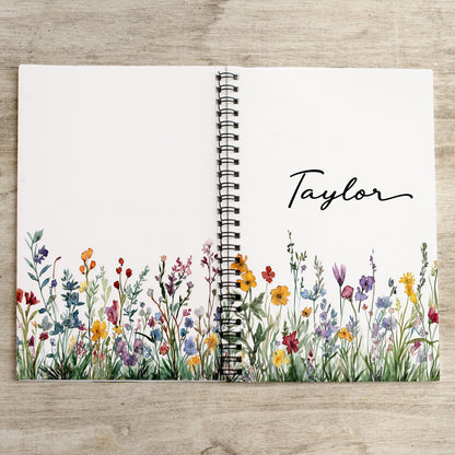 Personalized Spiral Notebook - Custom Wildflower Journal with Name | Teacher Gift