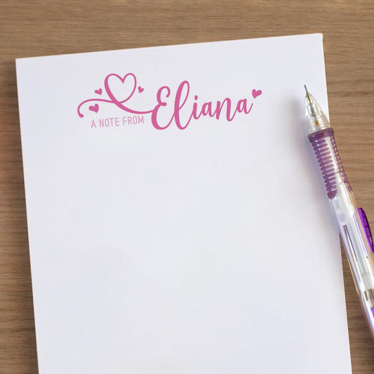Personalized Notepad – Girls Script Heart Notepad | Custom Stationery Gift for Teacher