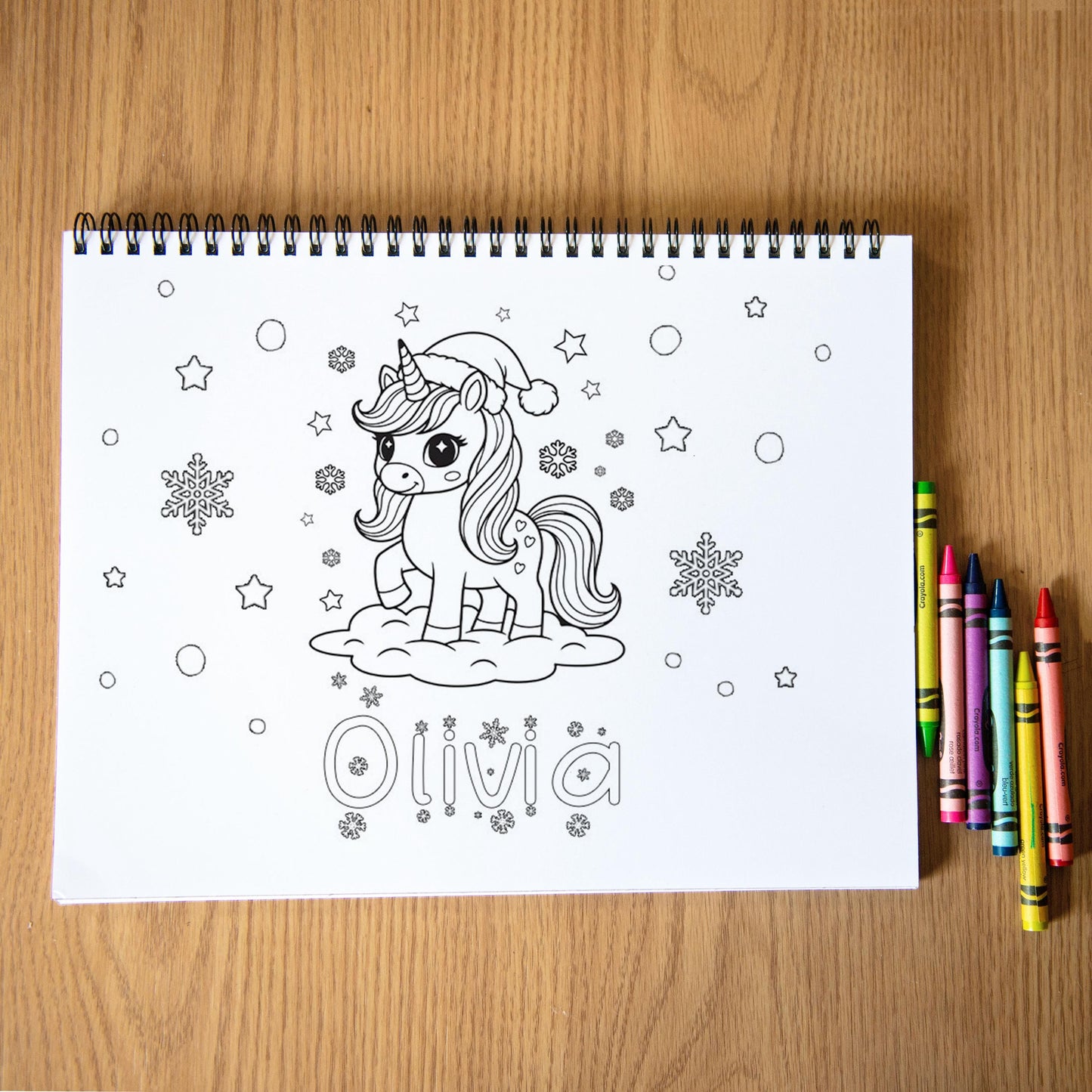 Personalized Unicorn Coloring Book, Christmas Advent 11x8.5" Spiral
