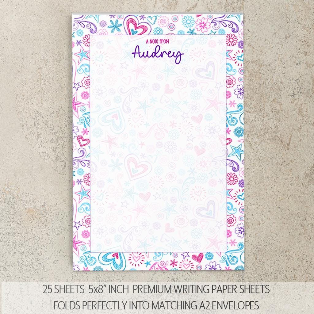 Personalized Stationery Set - Premium Letter Writing Sets with Glitter Ballpoint Pen & Notepad