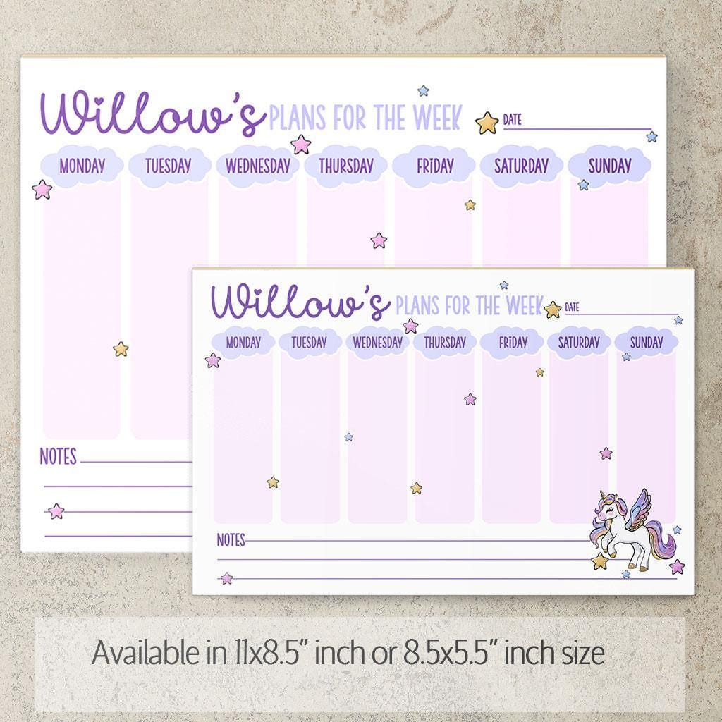Personalized Weekly Planner | Custom Name Notepad - Desk Organizer & Habit Tracker