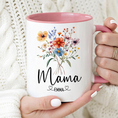 Personalized Mama Mug - Custom Name Wildflower Coffee Cup | Gift For Mom